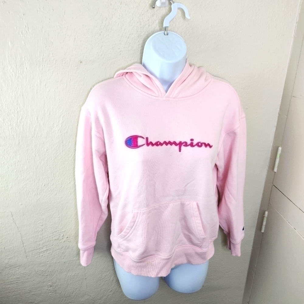 Champion Hoodie Reverse Weave Embroidered Women's Large Pink